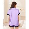 Ekouaer Womens Lace Satin Pajama Set Button Down Pj Shorts Set Bridesmaids Getting Ready Outfits Casual Sleepwear XS-XXL(Light Purple)