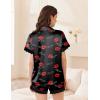 Ekouaer Womens Lace Satin Pajama Set Button Down Pj Shorts Set Bridesmaids Getting Ready Outfits Casual Sleepwear XS-XXL(Love You Lips)