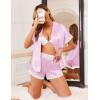 Ekouaer Womens Lace Satin Pajama Set Button Down Pj Shorts Set Bridesmaids Getting Ready Outfits Casual Sleepwear XS-XXL(Pink)