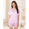 Ekouaer Womens Lace Satin Pajama Set Button Down Pj Shorts Set Bridesmaids Getting Ready Outfits Casual Sleepwear XS-XXL(Pink)