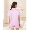 Ekouaer Womens Lace Satin Pajama Set Button Down Pj Shorts Set Bridesmaids Getting Ready Outfits Casual Sleepwear XS-XXL(Pink)