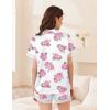 Ekouaer Womens Lace Satin Pajama Set Button Down Pj Shorts Set Bridesmaids Getting Ready Outfits Casual Sleepwear XS-XXL(Pink Hydrangea)
