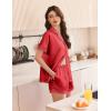 Ekouaer Womens Lace Satin Pajama Set Button Down Pj Shorts Set Bridesmaids Getting Ready Outfits Casual Sleepwear XS-XXL(Red)