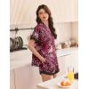 Ekouaer Womens Lace Satin Pajama Set Button Down Pj Shorts Set Bridesmaids Getting Ready Outfits Casual Sleepwear XS-XXL(Rose Black Leopard)