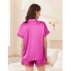 Ekouaer Womens Lace Satin Pajama Set Button Down Pj Shorts Set Bridesmaids Getting Ready Outfits Casual Sleepwear XS-XXL(Rose Red)