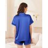 Ekouaer Womens Lace Satin Pajama Set Button Down Pj Shorts Set Bridesmaids Getting Ready Outfits Casual Sleepwear XS-XXL(Sky Blue)