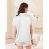 Ekouaer Womens Lace Satin Pajama Set Button Down Pj Shorts Set Bridesmaids Getting Ready Outfits Casual Sleepwear XS-XXL(White)