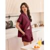 Ekouaer Womens Lace Satin Pajama Set Button Down Pj Shorts Set Bridesmaids Getting Ready Outfits Casual Sleepwear XS-XXL(Wine Red)