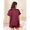 Ekouaer Womens Lace Satin Pajama Set Button Down Pj Shorts Set Bridesmaids Getting Ready Outfits Casual Sleepwear XS-XXL(Wine Red)