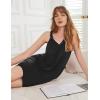 Ekouaer Womens Nightgown Sleeveless Sleepwear V Neck Racerback Sleep Dress(Black)