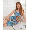 Ekouaer Womens Nightgown Sleeveless Sleepwear V Neck Racerback Sleep Dress(Blue Round Flower)