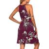 Ekouaer Womens Nightgown Sleeveless Sleepwear V Neck Racerback Sleep Dress(Dark Red Print)