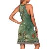 Ekouaer Womens Nightgown Sleeveless Sleepwear V Neck Racerback Sleep Dress(Green Floral)