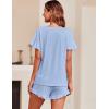 Ekouaer Women’s Pajama Set Ruffle Sleeves Top and Short Soft 2 Piece Loungewear Set(Blue)