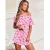 Ekouaer Women’s Pajama Set Ruffle Sleeves Top and Short Soft 2 Piece Loungewear Set(Pink Bow)