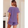 Ekouaer Women’s Pajama Set Ruffle Sleeves Top and Short Soft 2 Piece Loungewear Set(Purple)