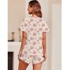 Ekouaer Women’s Pajama Set Ruffle Sleeves Top and Short Soft 2 Piece Loungewear Set(Teddy Bear_cherry)