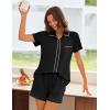 Ekouaer Womens Pajama Sets Button Down Lounge Set 2 Piece Loungewear Soft Sleepwear Short Sleeve Pjs with Pockets(Black)