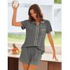 Ekouaer Womens Pajama Sets Button Down Lounge Set 2 Piece Loungewear Soft Sleepwear Short Sleeve Pjs with Pockets(Dark Gray)