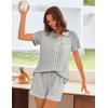 Ekouaer Womens Pajama Sets Button Down Lounge Set 2 Piece Loungewear Soft Sleepwear Short Sleeve Pjs with Pockets(Light Gray)