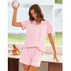 Ekouaer Womens Pajama Sets Button Down Lounge Set 2 Piece Loungewear Soft Sleepwear Short Sleeve Pjs with Pockets(Pink)