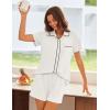 Ekouaer Womens Pajama Sets Button Down Lounge Set 2 Piece Loungewear Soft Sleepwear Short Sleeve Pjs with Pockets(White)