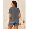 Ekouaer Womens Pajama Sets Button Up Bride Pjs Set 2 Piece Soft Sleepwear Short Sleeve Lounge Sets with Shorts, S-XXL(Dark Grey)