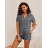 Ekouaer Womens Pajama Sets Button Up Bride Pjs Set 2 Piece Soft Sleepwear Short Sleeve Lounge Sets with Shorts, S-XXL(Dark Grey)