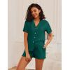 Ekouaer Womens Pajama Sets Button Up Bride Pjs Set 2 Piece Soft Sleepwear Short Sleeve Lounge Sets with Shorts, S-XXL(Lake Green)