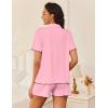 Ekouaer Womens Pajama Sets Button Up Bride Pjs Set 2 Piece Soft Sleepwear Short Sleeve Lounge Sets with Shorts, S-XXL(Pink)