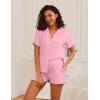 Ekouaer Womens Pajama Sets Button Up Bride Pjs Set 2 Piece Soft Sleepwear Short Sleeve Lounge Sets with Shorts, S-XXL(Pink)