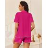 Ekouaer Womens Pajama Sets Button Up Bride Pjs Set 2 Piece Soft Sleepwear Short Sleeve Lounge Sets with Shorts, S-XXL(Rose Red)