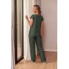 Ekouaer Womens Pajama Sets Cap Sleeve Sleepwear Tops and Long Pants Comfy Pjs 2 Piece Lounge Set with Pockets S-XXL(Army Green-1)
