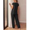 Ekouaer Womens Pajama Sets Cap Sleeve Sleepwear Tops and Long Pants Comfy Pjs 2 Piece Lounge Set with Pockets S-XXL(Black)