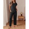 Ekouaer Womens Pajama Sets Cap Sleeve Sleepwear Tops and Long Pants Comfy Pjs 2 Piece Lounge Set with Pockets S-XXL(Black)