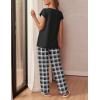 Ekouaer Womens Pajama Sets Cap Sleeve Sleepwear Tops and Long Pants Comfy Pjs 2 Piece Lounge Set with Pockets S-XXL(Black Plaid)