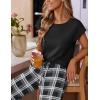 Ekouaer Womens Pajama Sets Cap Sleeve Sleepwear Tops and Long Pants Comfy Pjs 2 Piece Lounge Set with Pockets S-XXL(Black Plaid)