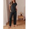 Ekouaer Womens Pajama Sets Cap Sleeve Sleepwear Tops and Long Pants Comfy Pjs 2 Piece Lounge Set with Pockets S-XXL(Black-1)