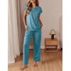 Ekouaer Womens Pajama Sets Cap Sleeve Sleepwear Tops and Long Pants Comfy Pjs 2 Piece Lounge Set with Pockets S-XXL(Blue Green)