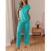 Ekouaer Womens Pajama Sets Cap Sleeve Sleepwear Tops and Long Pants Comfy Pjs 2 Piece Lounge Set with Pockets S-XXL(Ceramic Green)
