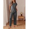 Ekouaer Womens Pajama Sets Cap Sleeve Sleepwear Tops and Long Pants Comfy Pjs 2 Piece Lounge Set with Pockets S-XXL(Dark Grey)
