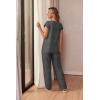 Ekouaer Womens Pajama Sets Cap Sleeve Sleepwear Tops and Long Pants Comfy Pjs 2 Piece Lounge Set with Pockets S-XXL(Deep Grey)