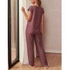 Ekouaer Womens Pajama Sets Cap Sleeve Sleepwear Tops and Long Pants Comfy Pjs 2 Piece Lounge Set with Pockets S-XXL(Deep Red)