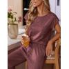 Ekouaer Womens Pajama Sets Cap Sleeve Sleepwear Tops and Long Pants Comfy Pjs 2 Piece Lounge Set with Pockets S-XXL(Deep Red)