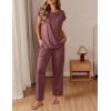 Ekouaer Womens Pajama Sets Cap Sleeve Sleepwear Tops and Long Pants Comfy Pjs 2 Piece Lounge Set with Pockets S-XXL(Deep Red)