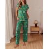 Ekouaer Womens Pajama Sets Cap Sleeve Sleepwear Tops and Long Pants Comfy Pjs 2 Piece Lounge Set with Pockets S-XXL(Green Christmas)