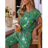 Ekouaer Womens Pajama Sets Cap Sleeve Sleepwear Tops and Long Pants Comfy Pjs 2 Piece Lounge Set with Pockets S-XXL(Green Christmas)