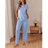 Ekouaer Womens Pajama Sets Cap Sleeve Sleepwear Tops and Long Pants Comfy Pjs 2 Piece Lounge Set with Pockets S-XXL(Light Blue)