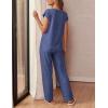 Ekouaer Womens Pajama Sets Cap Sleeve Sleepwear Tops and Long Pants Comfy Pjs 2 Piece Lounge Set with Pockets S-XXL(Navy Blue)