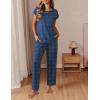 Ekouaer Womens Pajama Sets Cap Sleeve Sleepwear Tops and Long Pants Comfy Pjs 2 Piece Lounge Set with Pockets S-XXL(Navy Blue Dots)